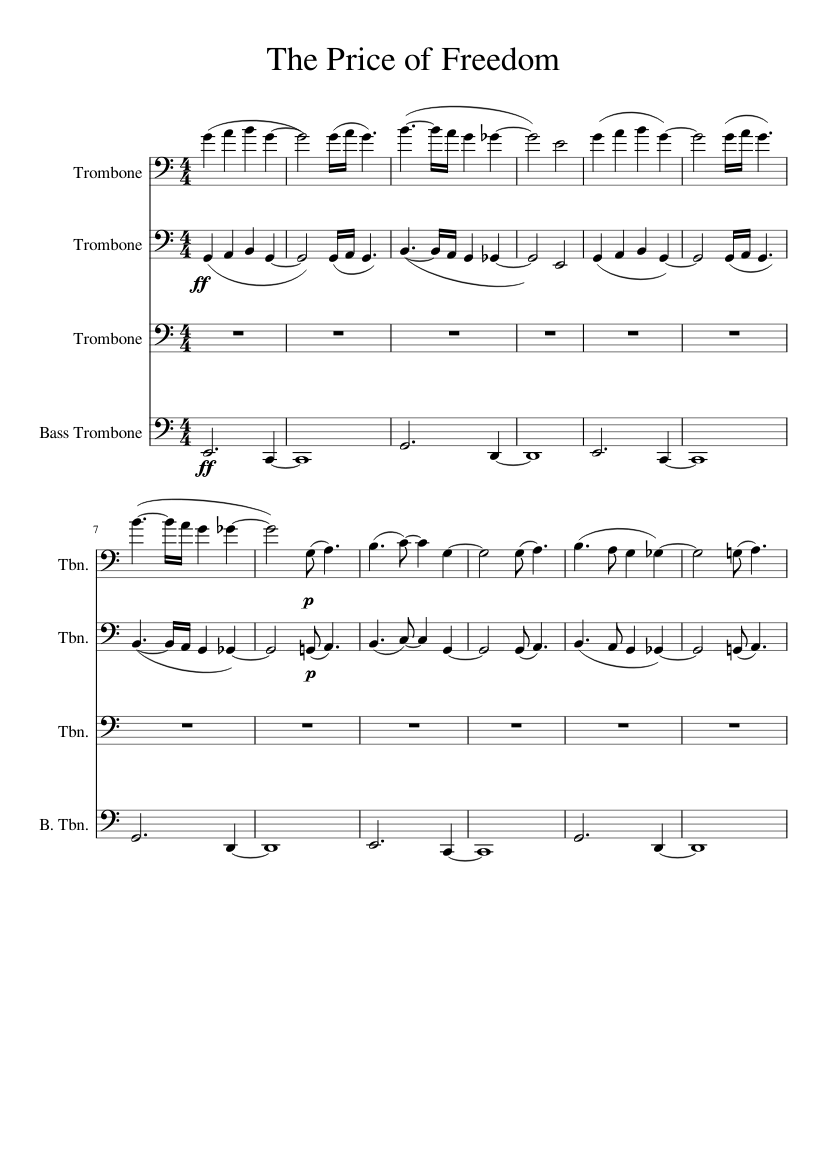 The Price Of Freedom Sheet Music For Trombone Trombone Bass Mixed Quartet Musescore Com
