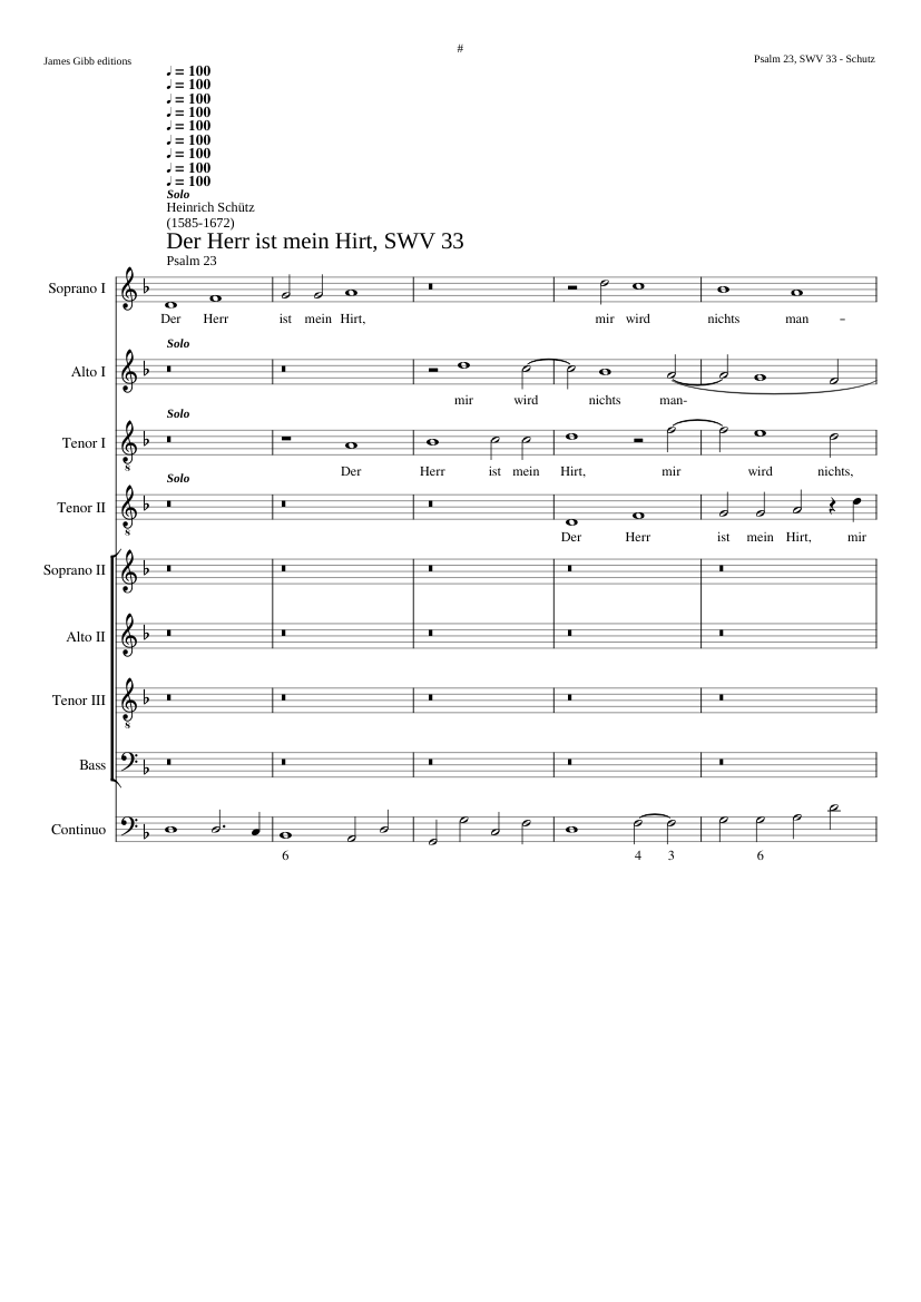 Der Herr ist mein Hirt (Psalm 23) SWV 33