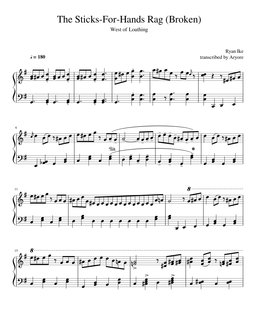 West of Loathing The SticksforHands Rag (Broken) Sheet music for