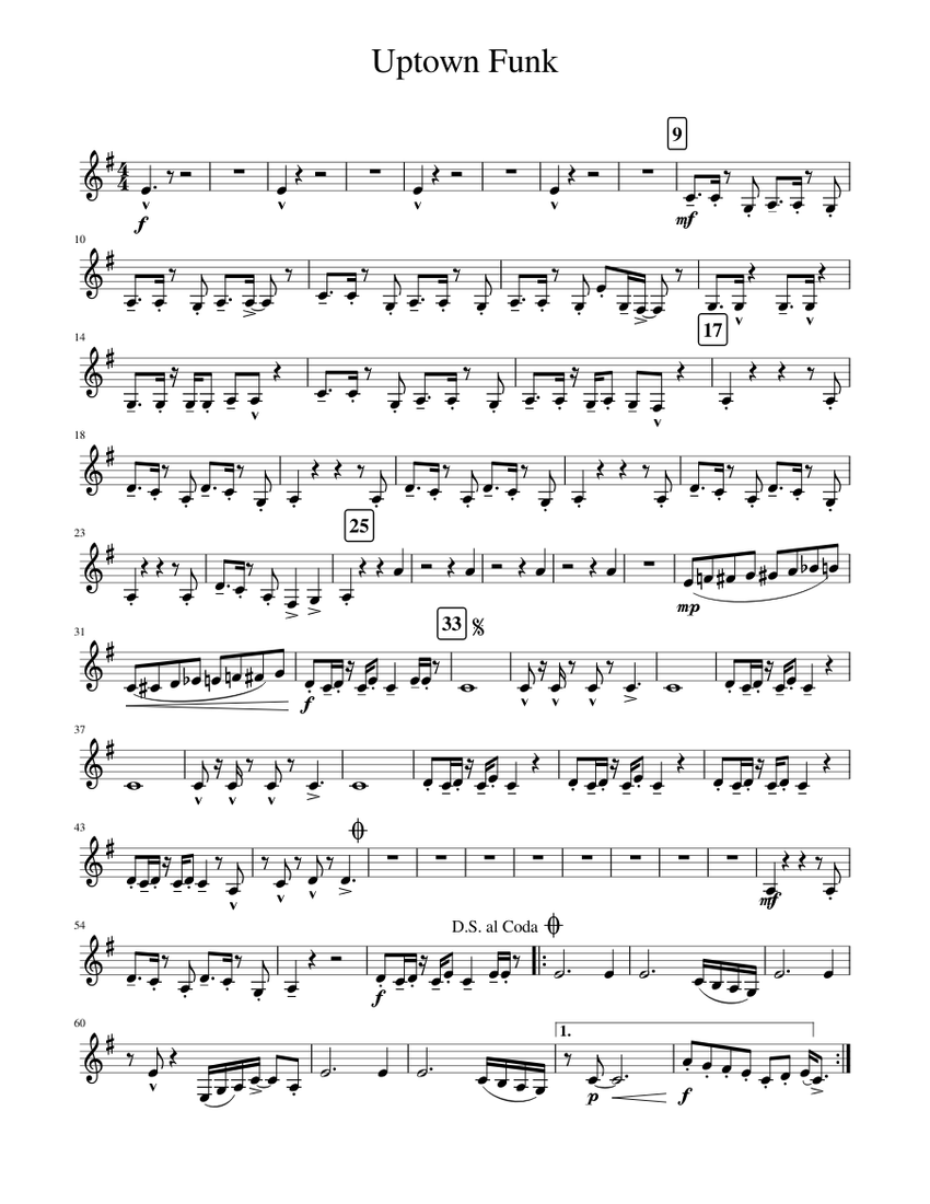 Uptown Funk Sheet music for Clarinet in b-flat (Solo) | Musescore.com