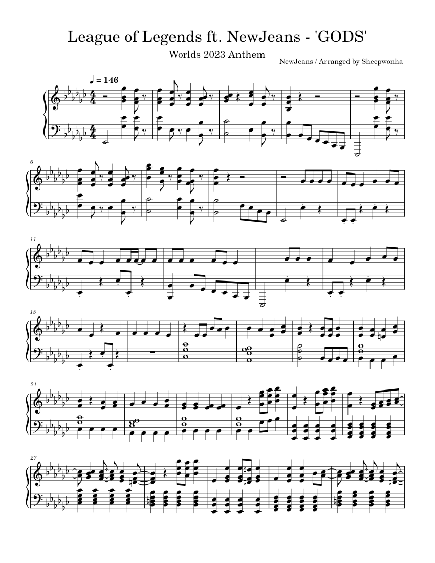 Gods – NewJeans League of Legends Sheet music for Piano (Solo) |  Musescore.com