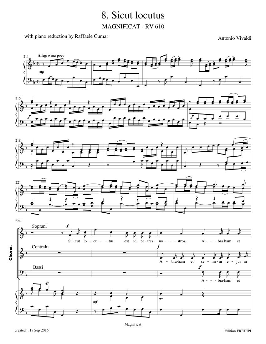 Magnificat-RV 610, 8 Sicut Locutus est - Antonio Vivaldi. Sheet