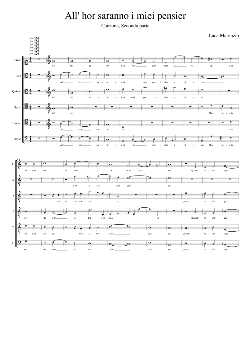 All'hor saranno i miei pensier