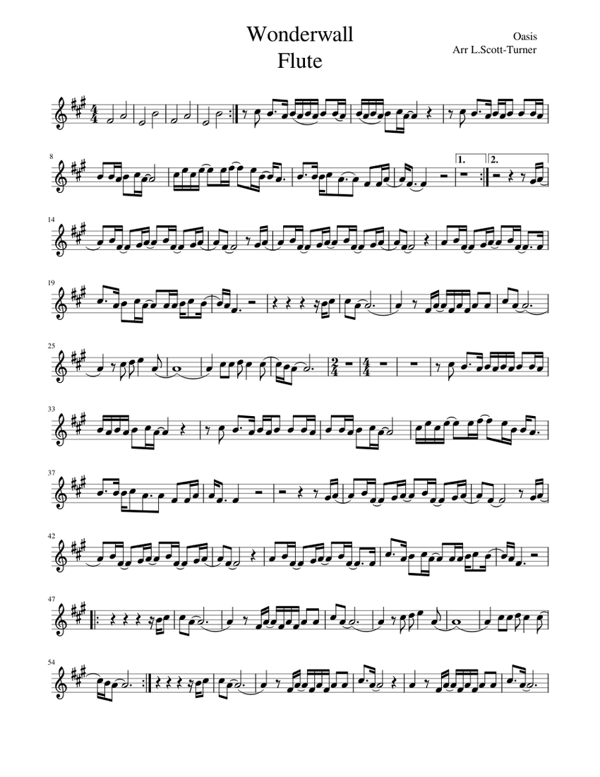 Wonderwall _ Flute Sheet music for Piano (Solo) | Musescore.com