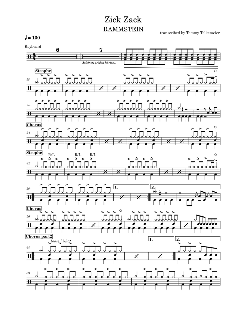 Zick Zack Rammstein Zick Zack Rammstein Sheet music for Drum group (Solo)