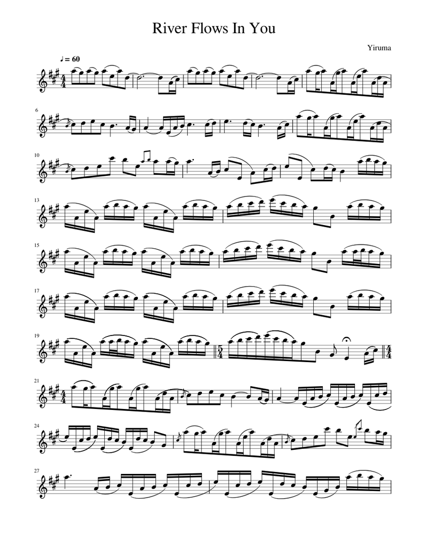 River Flows In You Violin Part Sheet Music For Violin Solo Musescore Com
