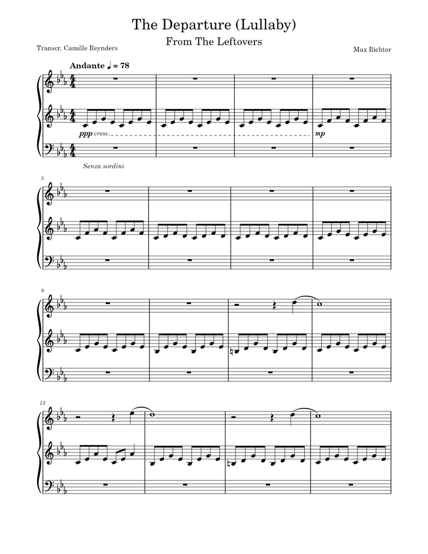 The Departure (Lullaby) - The Leftovers - Max Richter Sheet music for Piano  (Solo) Easy | Musescore.com