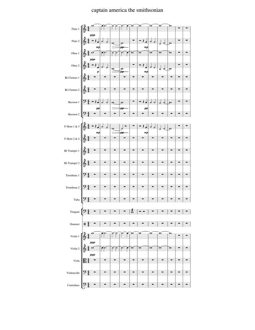 Captain america the smithsonian wip sheet music for trumpet in b