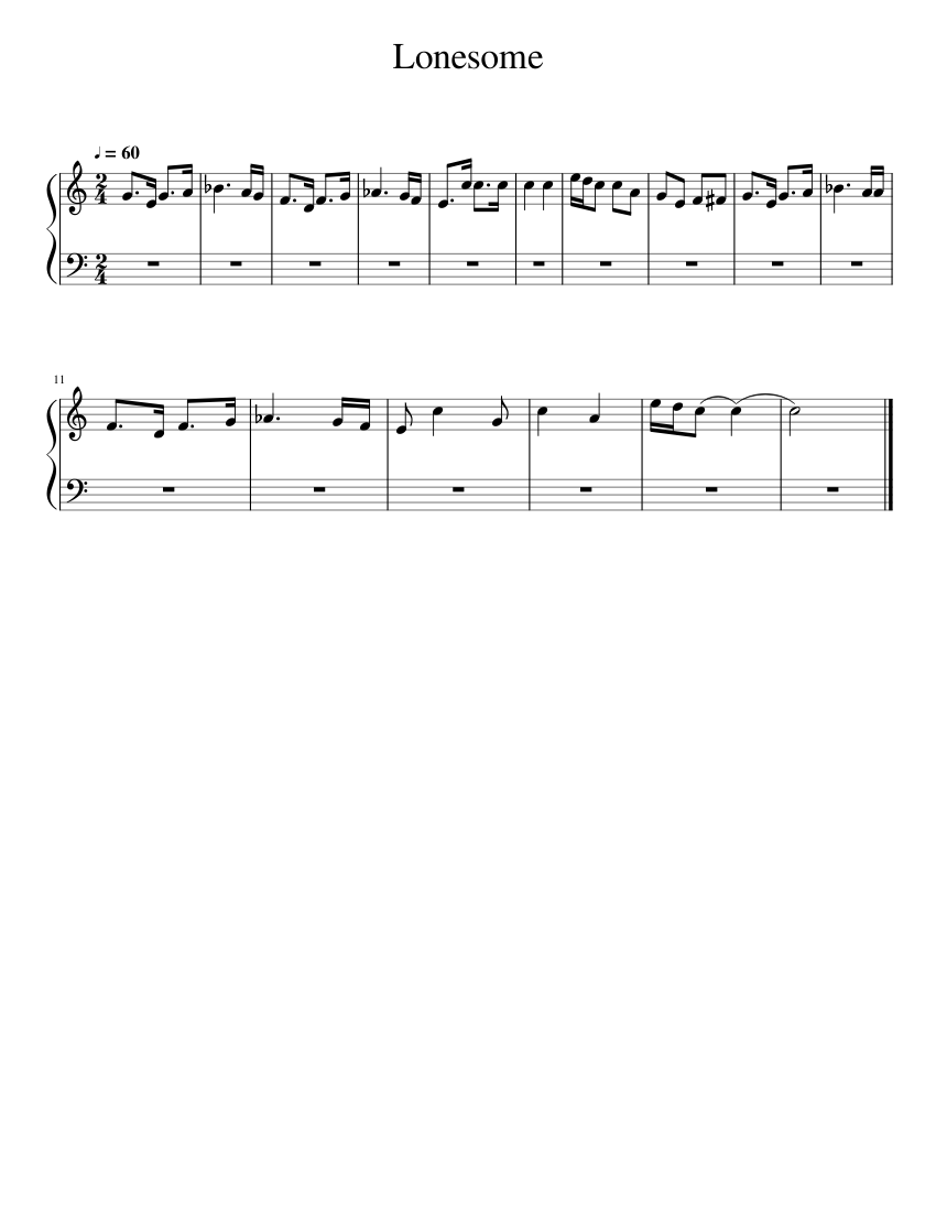 Lonesome Sheet music for Piano (Solo) Easy | Musescore.com