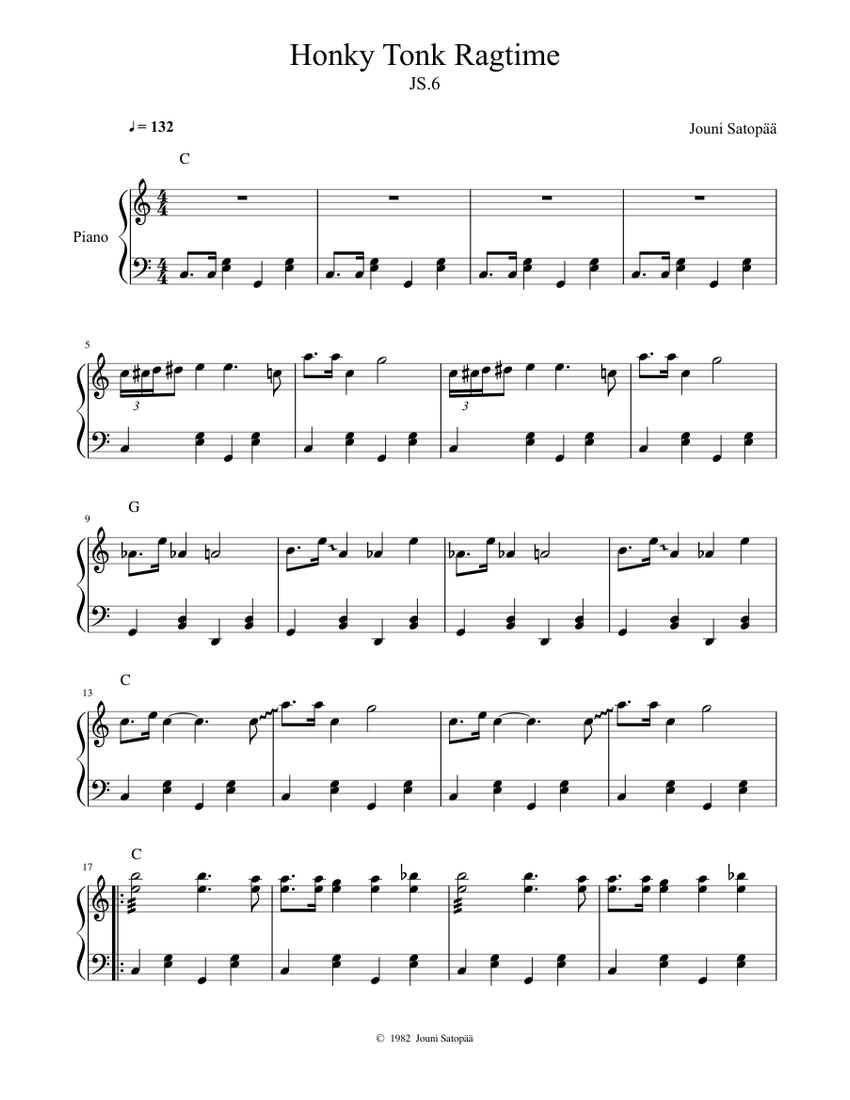 Honky Tonk Ragtime Sheet music for Piano (Solo) | Musescore.com