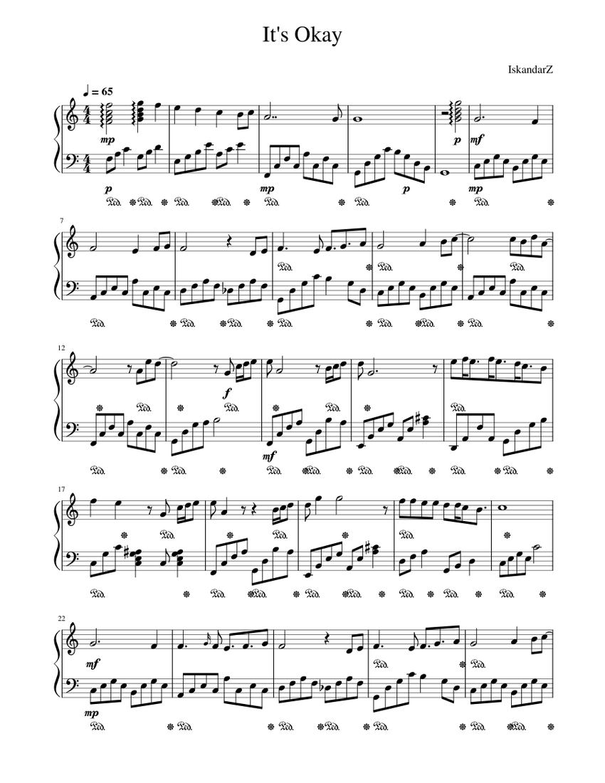 It's Okay piano Sheet music for Piano (Solo) Easy | Musescore.com