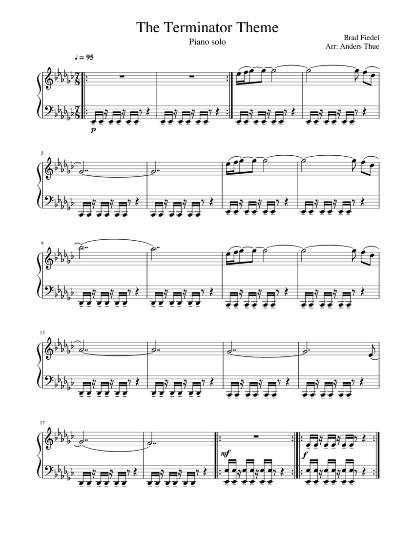 The Terminator Theme Sheet music for Piano (Solo) | Musescore.com