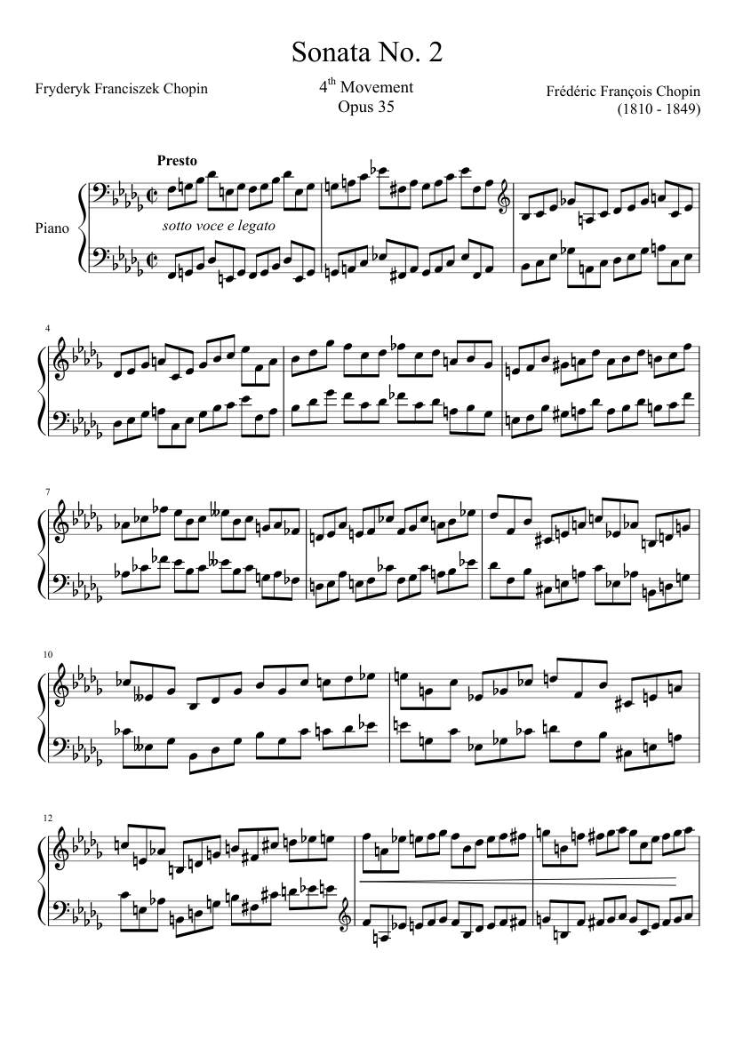 Sonata No. 2, 4th Movement Sheet music for Piano (Solo) | Musescore.com