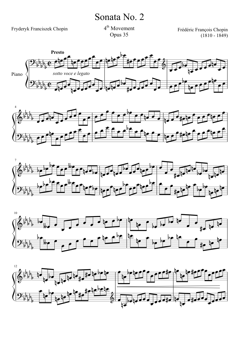 ソナタ第2番、第4楽章 楽譜 ピアノ (ソロ) | MuseScore.com