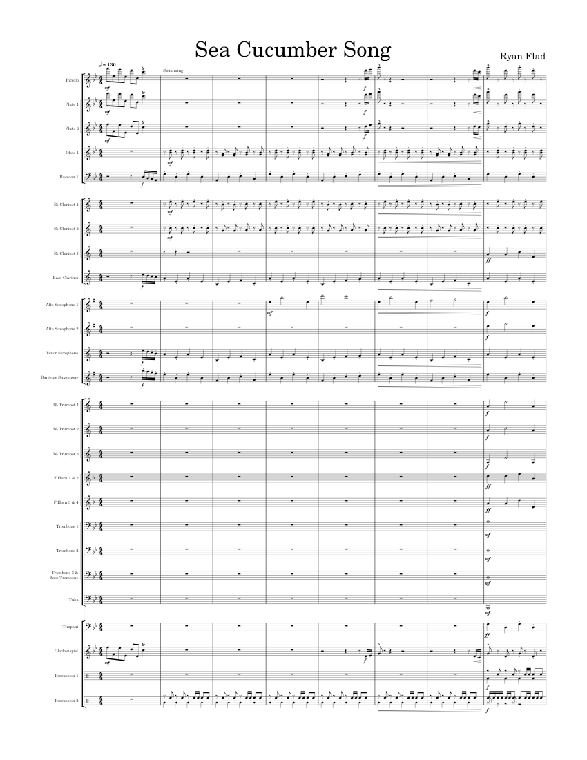Sea Cucumber Song Sheet music for Trombone, Tuba, Flute, Oboe & more ...