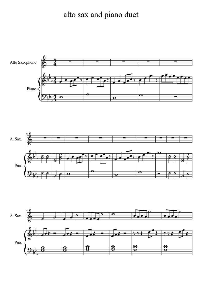 Alto sax and piano duet Sheet music for Piano (Solo) | Musescore.com