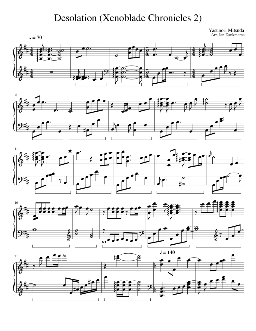 Desolation (Xenoblade Chronicles 2) Sheet music for Piano (Solo) |  Musescore.com