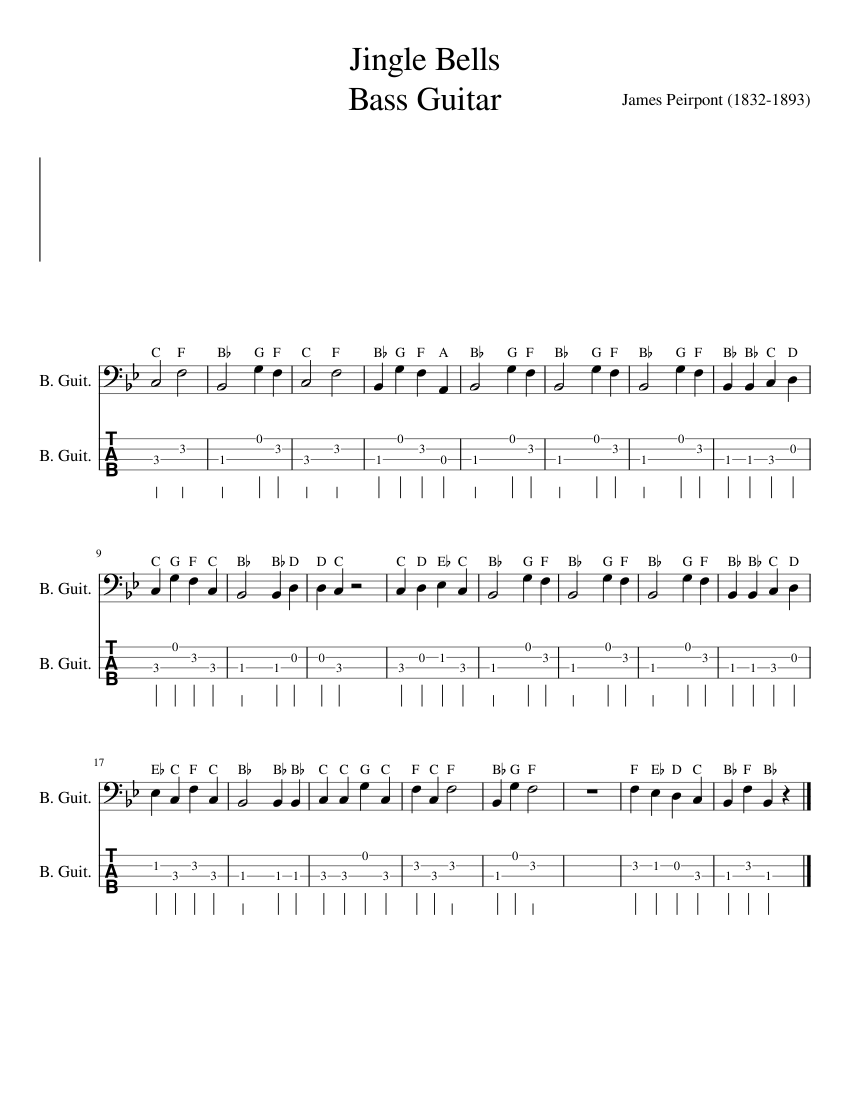 Jingle Bells Bass Guitar