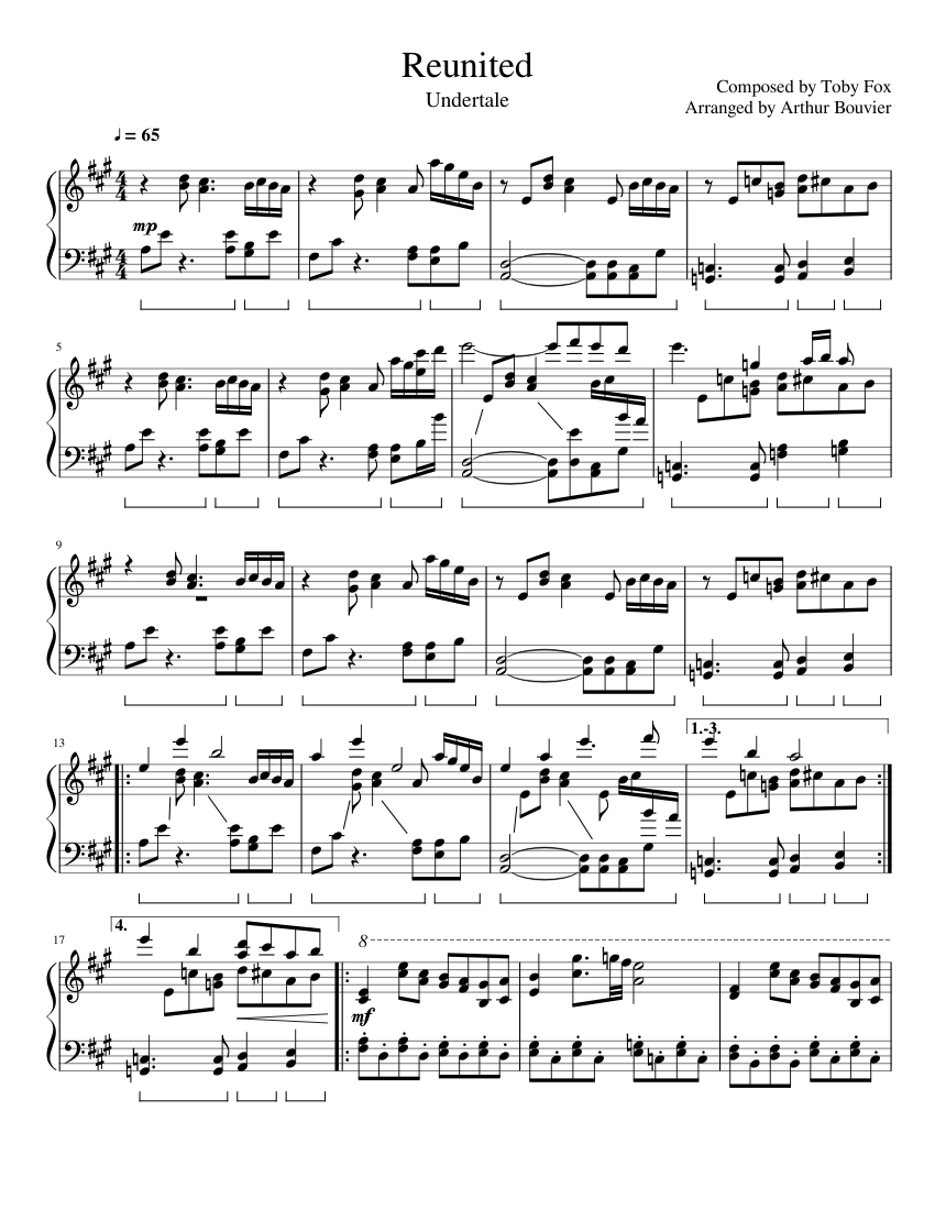 Undertale - Reunited [Piano] Sheet music for Piano (Solo) | Musescore.com