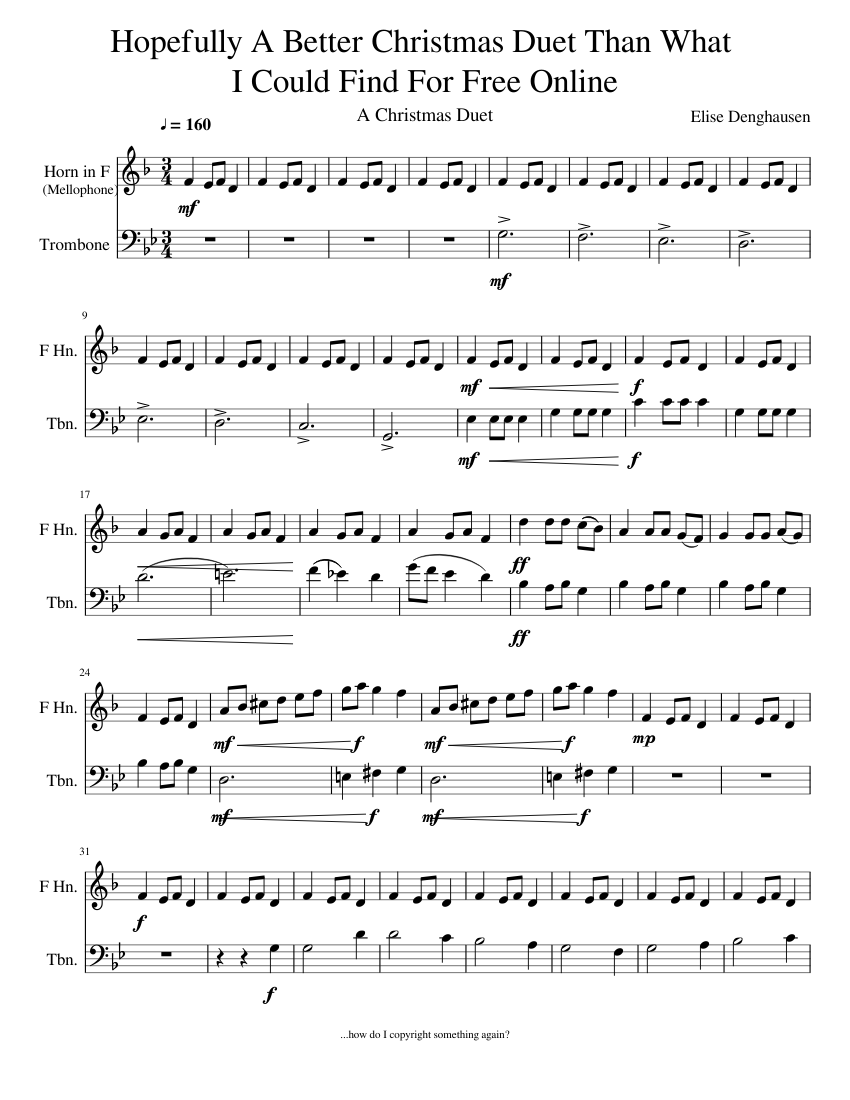 Partition 'Noël Autour Du Monde' - 26 Duos Faciles Pour Trompette, Cornet, Trombone, Euphonium (clé De Sol) - Niveau Débutant à Intermédiaire