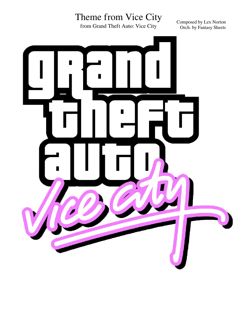 Grand Theft Auto: Vice City - Theme from Vice City Sheet music for Piano,  Harpsichord, Saxophone tenor, Guitar & more instruments (Mixed Ensemble) |  Musescore.com
