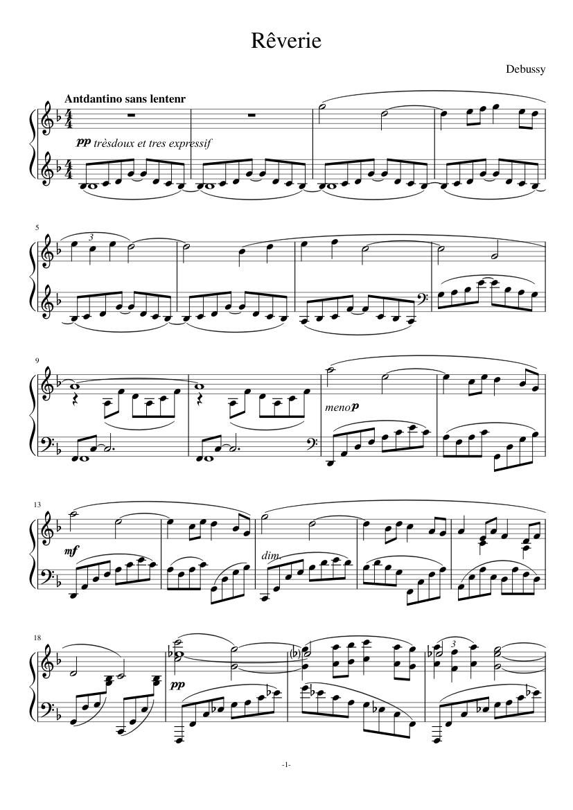 Rêverie :Debussy Sheet music for Piano (Solo) | Musescore.com