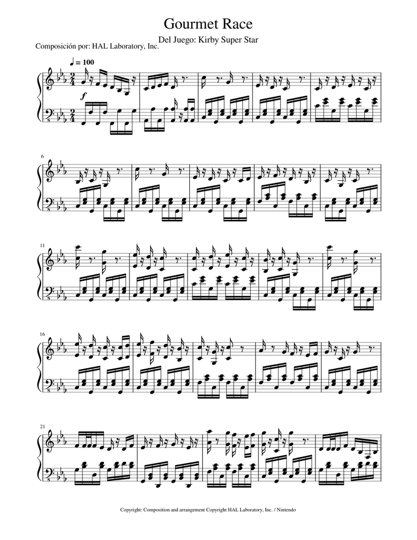 Gourmet_Race Sheet music for Piano (Solo) | Musescore.com