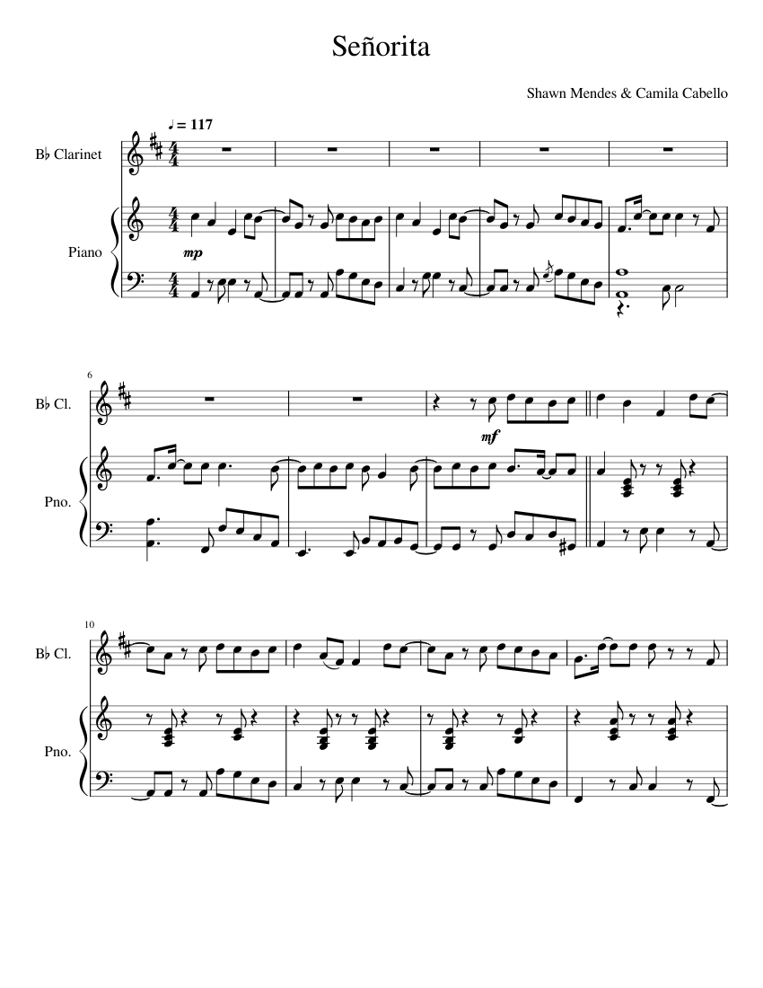 Senorita Clarinet Sheet Music For Piano Clarinet In B Flat Solo Musescore Com