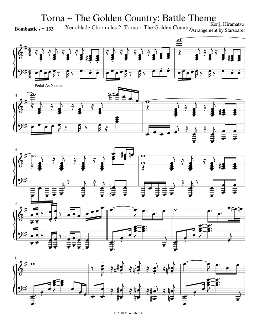 Xenoblade Chronicles 2 Torna The Golden Country Battle Theme Sheet Music For Piano Solo Musescore Com