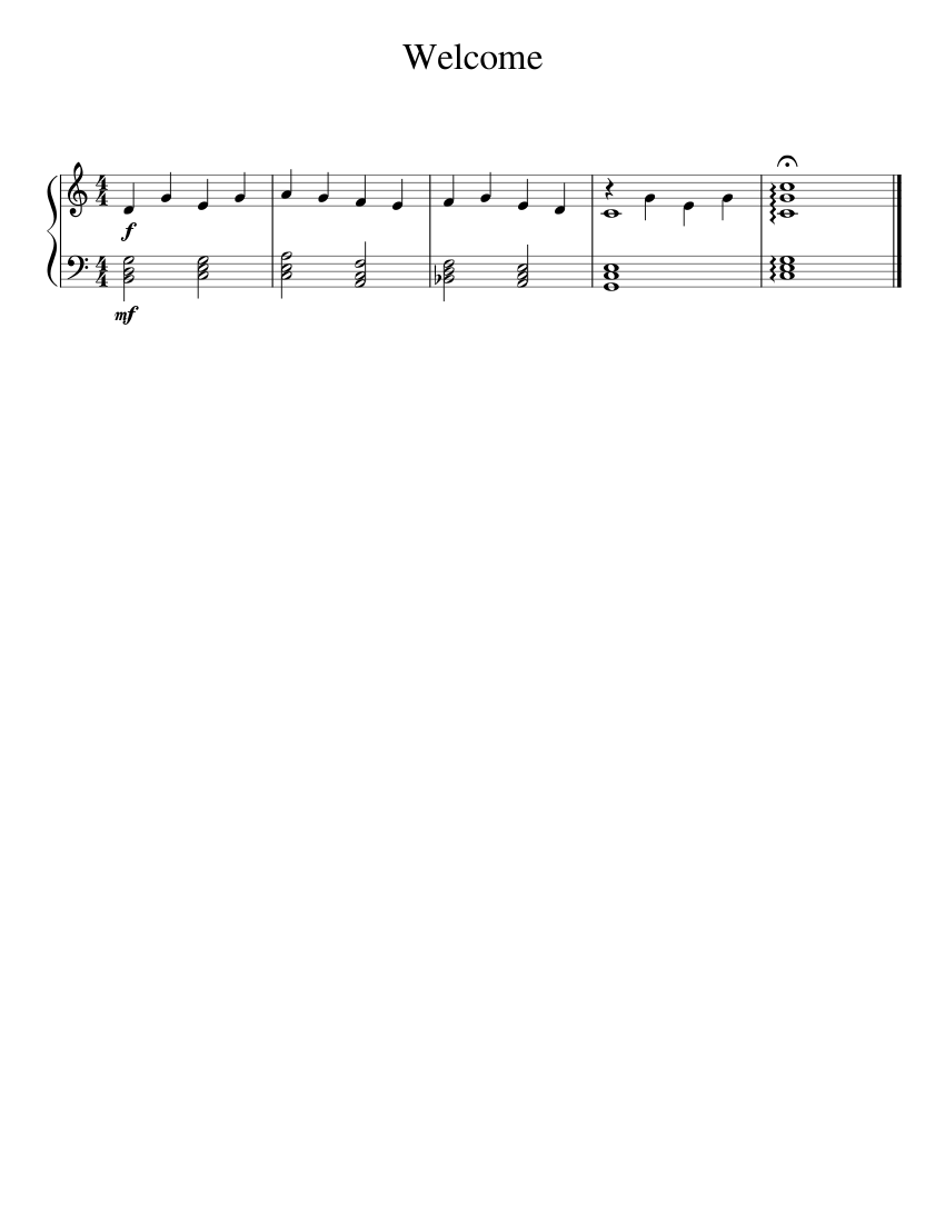 Welcome Musical Notes Welcome Sheet music for Piano (Solo) Easy | Musescore.com