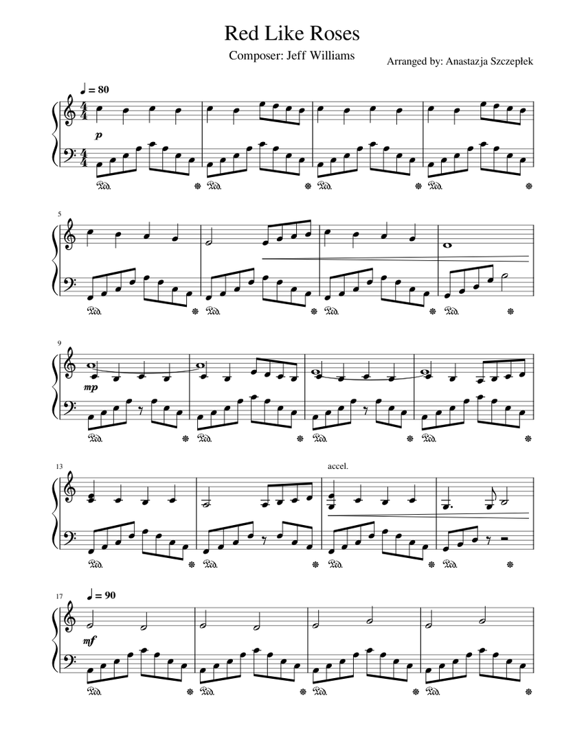 Red Like Roses Tab Red Like Roses (piano ver.) Sheet music for Piano (Solo) | Musescore.com