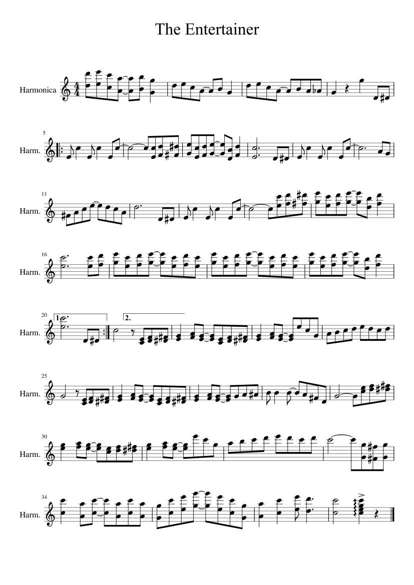 The Entertainer - Harmonica Sheet Music for Harmonica (Solo) | MuseScore.com the-entertainer-harmonica-sheet-music-for-harmonica-solo-musescore-com