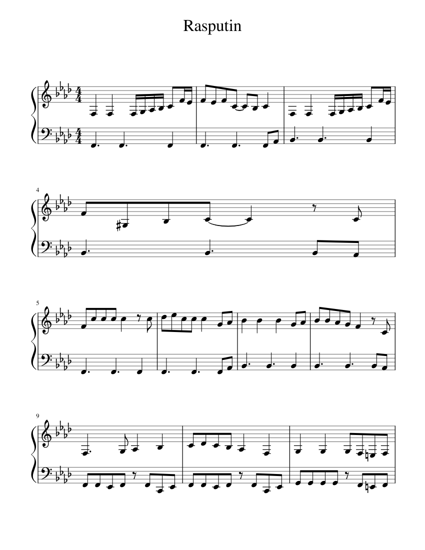 Rasputin De Sheet music for Piano (Solo) | Musescore.com