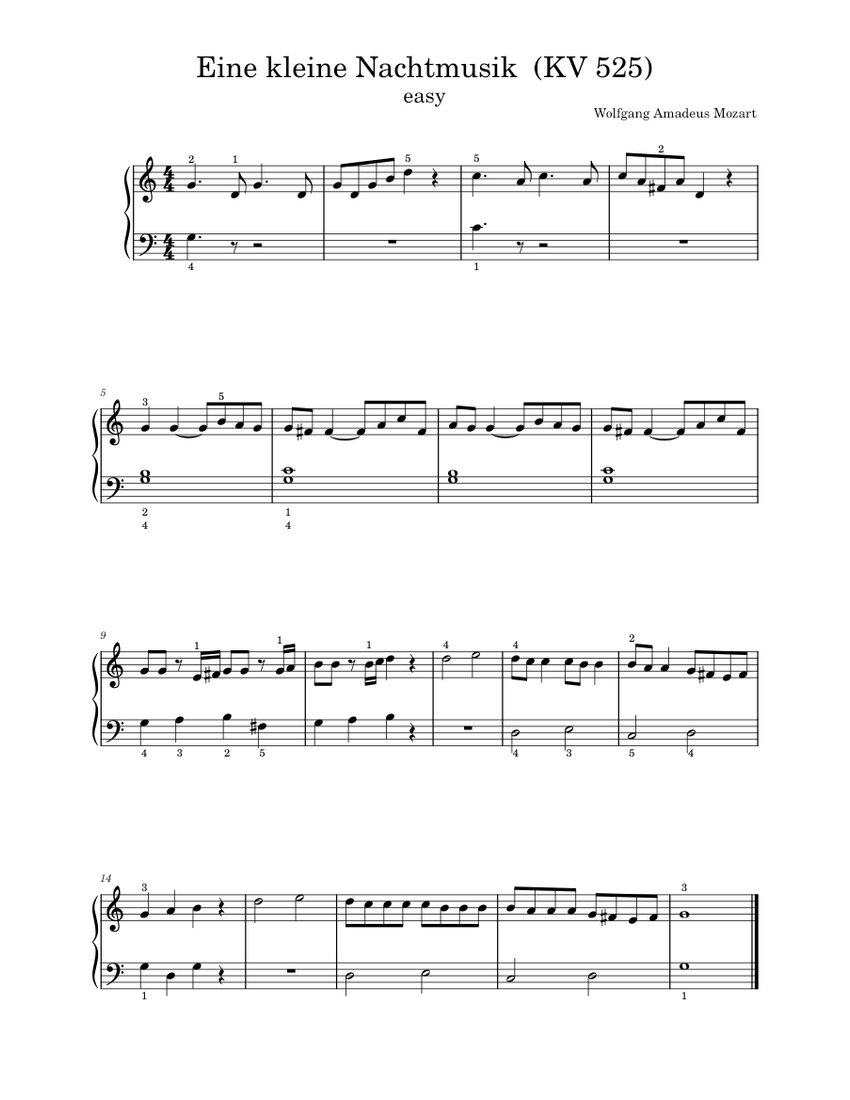 Eine kleine Nachtmusik - Wolfgang Amadeus Mozart Sheet music for Piano ...