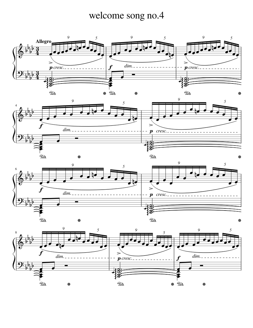 welcome song no.4 Sheet music for Piano (Solo) | Musescore.com