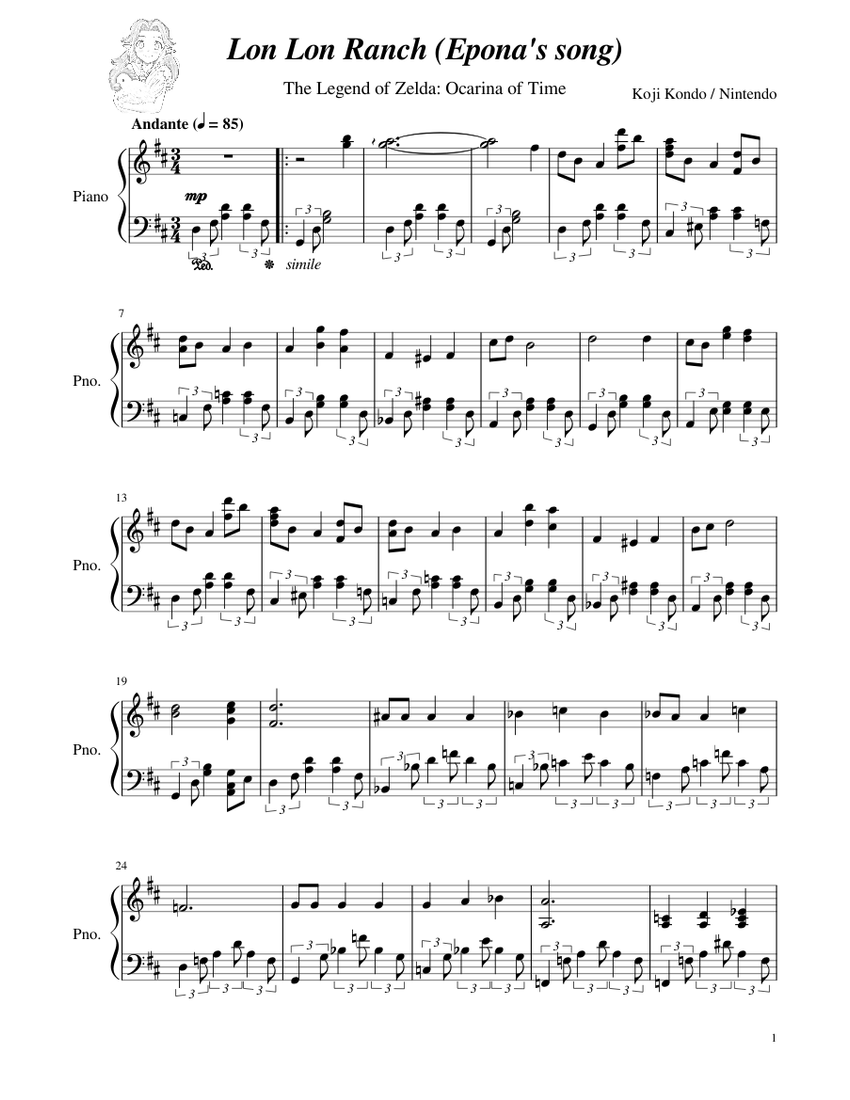 Lon Lon Ranch (Epona's Song) Sheet music for Piano (Solo) | Musescore.com