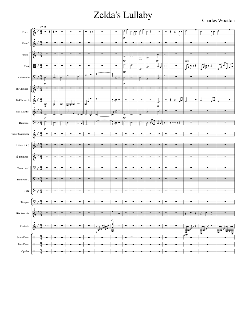 Zelda's Lullaby Sheet music for Trombone, Tuba, Flute, in b