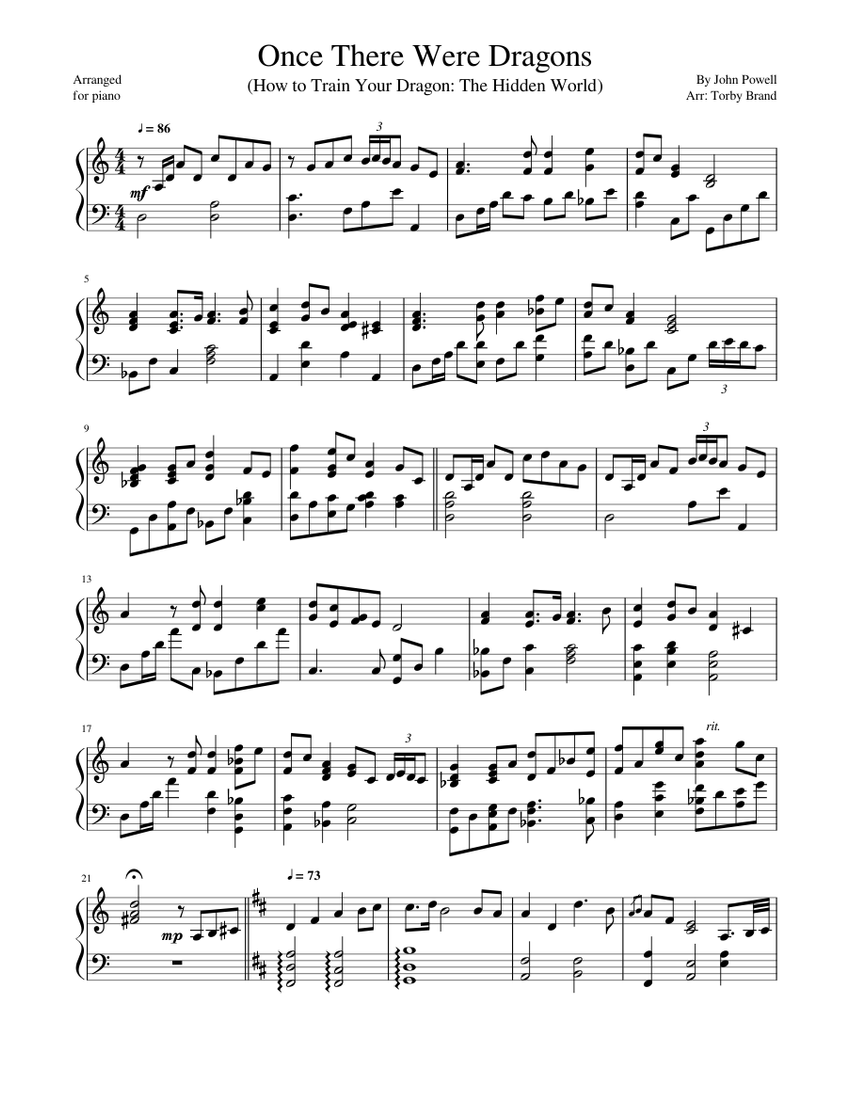 Once There Were Dragons (How to Train Your Dragon: The Hidden World) Sheet  music for Piano (Solo) | Musescore.com