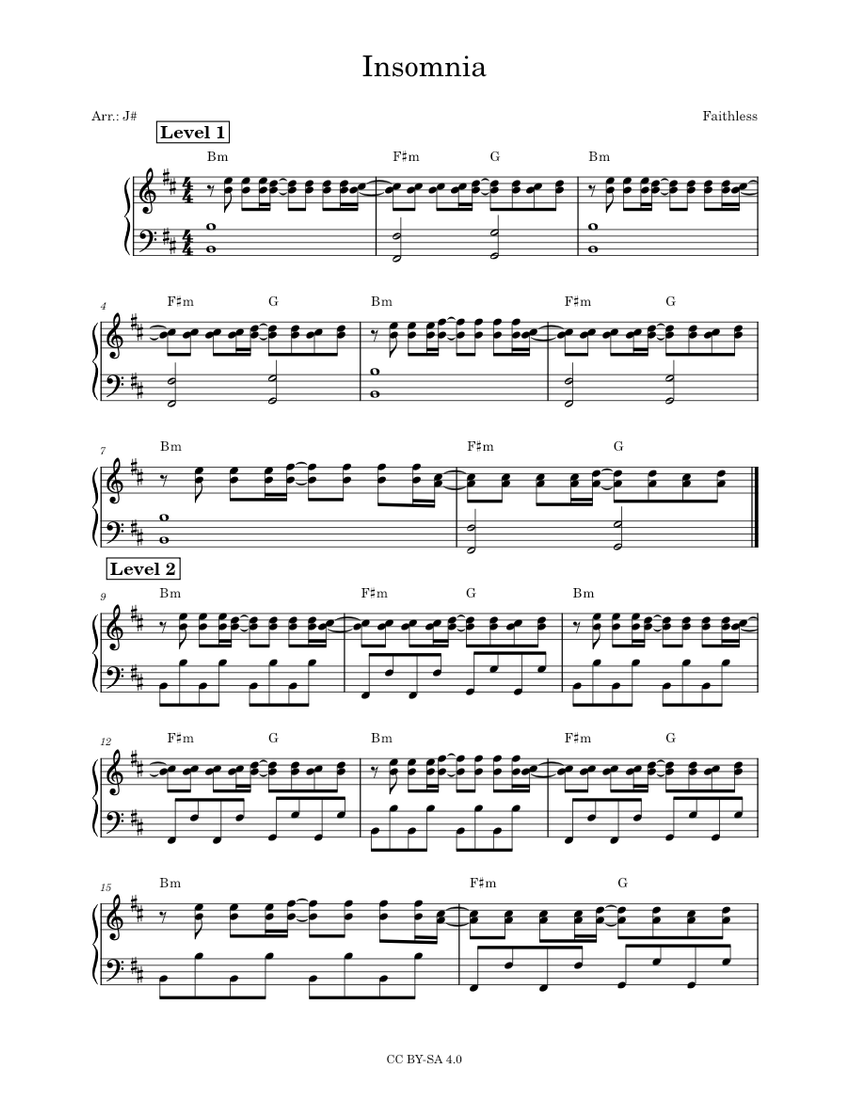 Insomnia - Faithless Sheet music for Piano (Solo) Easy | Musescore.com