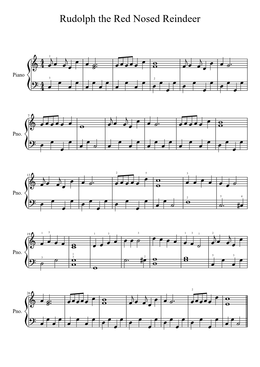 Rudolph the Red Nosed Reindeer Sheet music for Piano (Solo) Easy |  Musescore.com