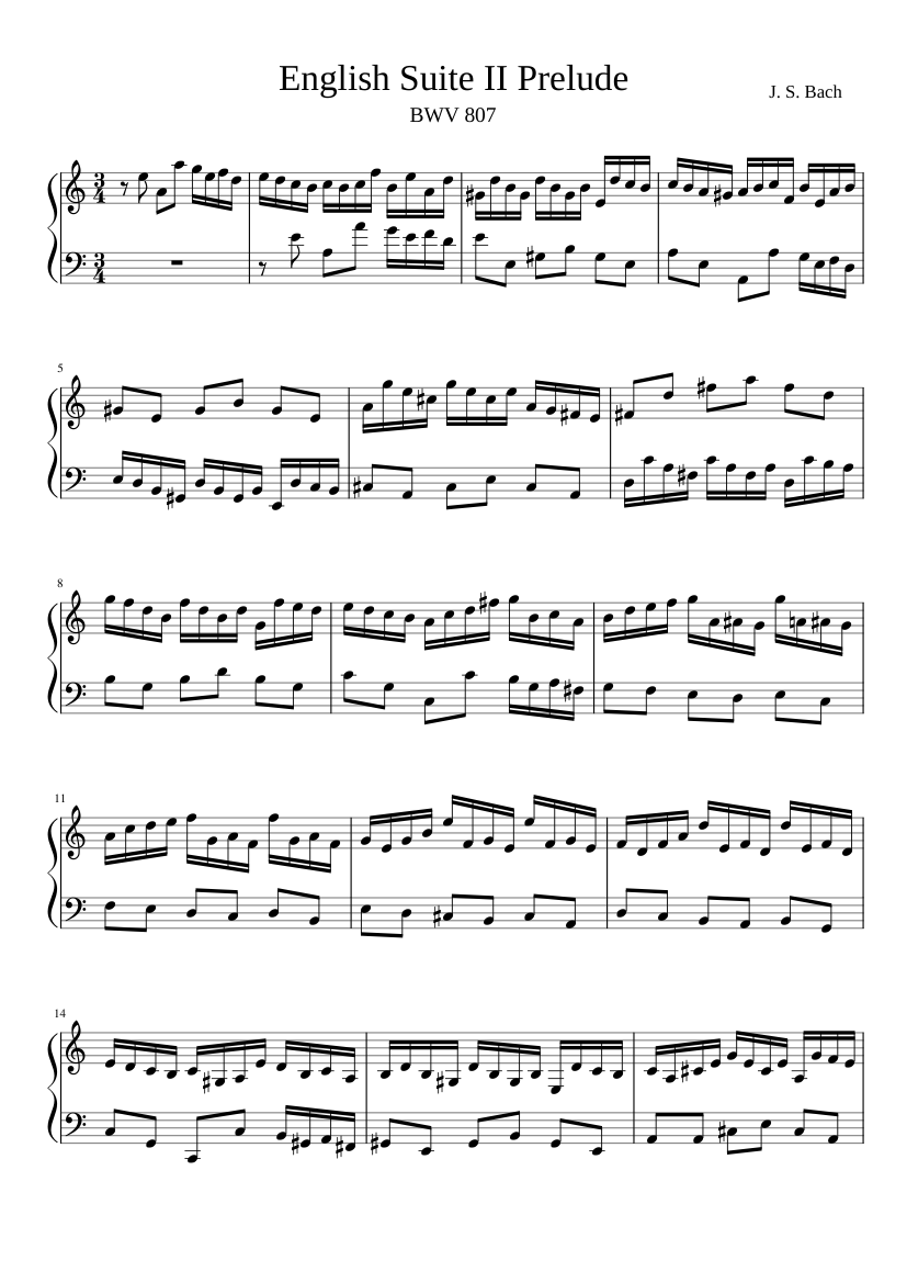 English Suite No.2 in A minor BWV 807