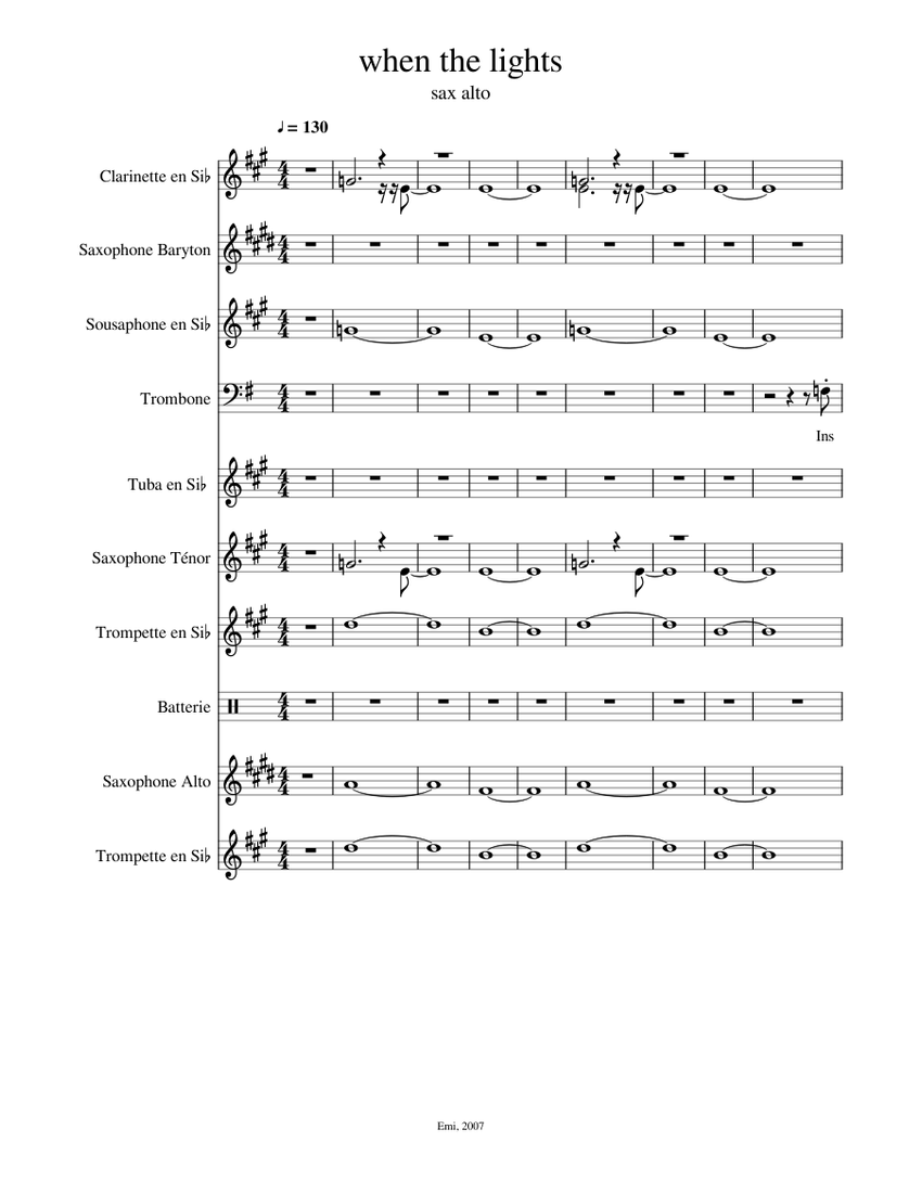 David guetta baby when the lights go out Sheet music for Trombone, Tuba