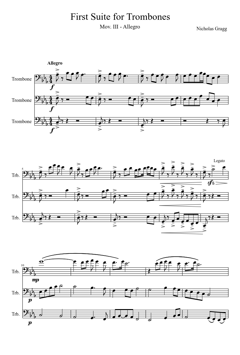 Allegro for Trombone Trio Sheet music for Trombone (Mixed Trio) |  Musescore.com