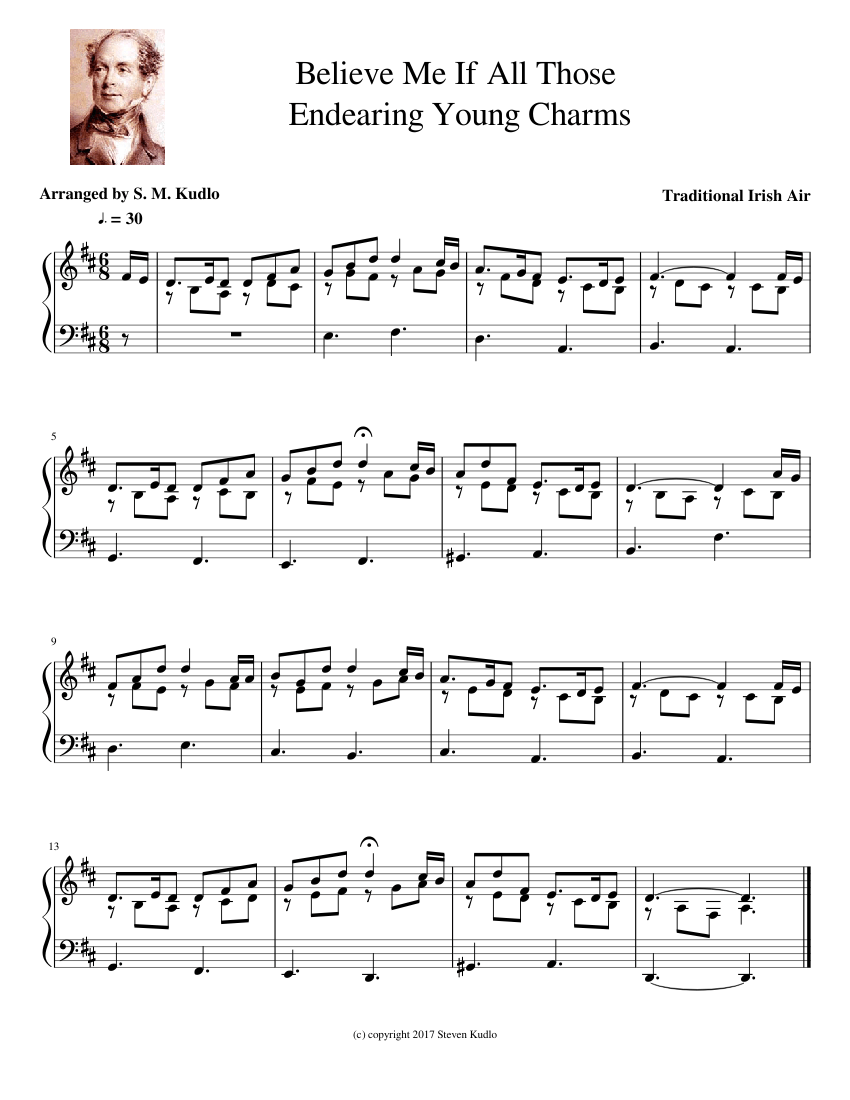 Believe Me If All Those Endearing Young Charms Sheet music for Piano (Solo)  | Musescore.com