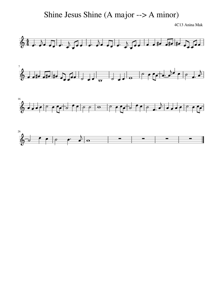 Shine Jesus Shine A Major A Minor Sheet Music For Piano Solo Musescore Com Shine jesus shine by hillsong ( with lyrics ). shine jesus shine a major a minor