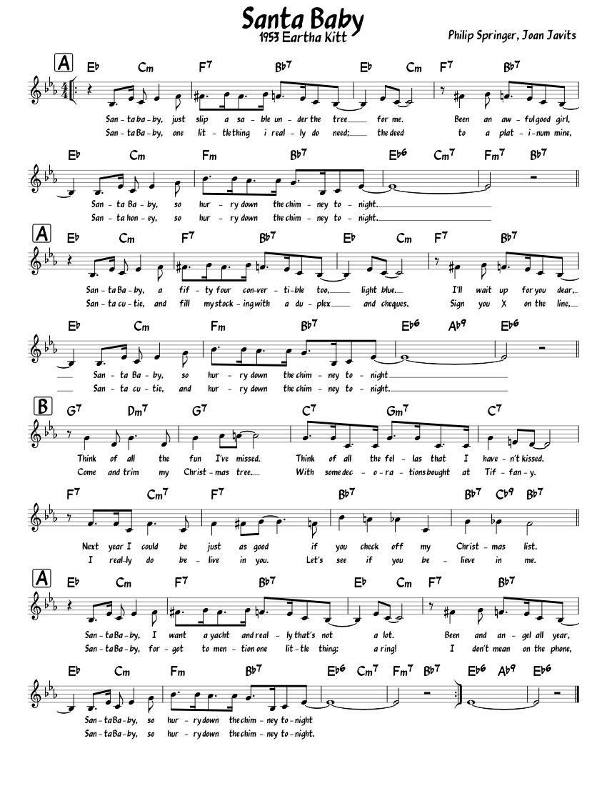 Santa Baby Sheet music for Piano (Solo) Easy