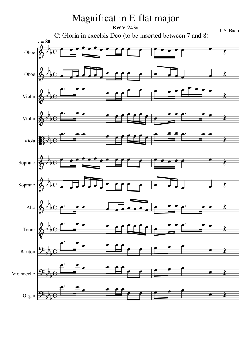Magnificat in E-flat major BWV 243a