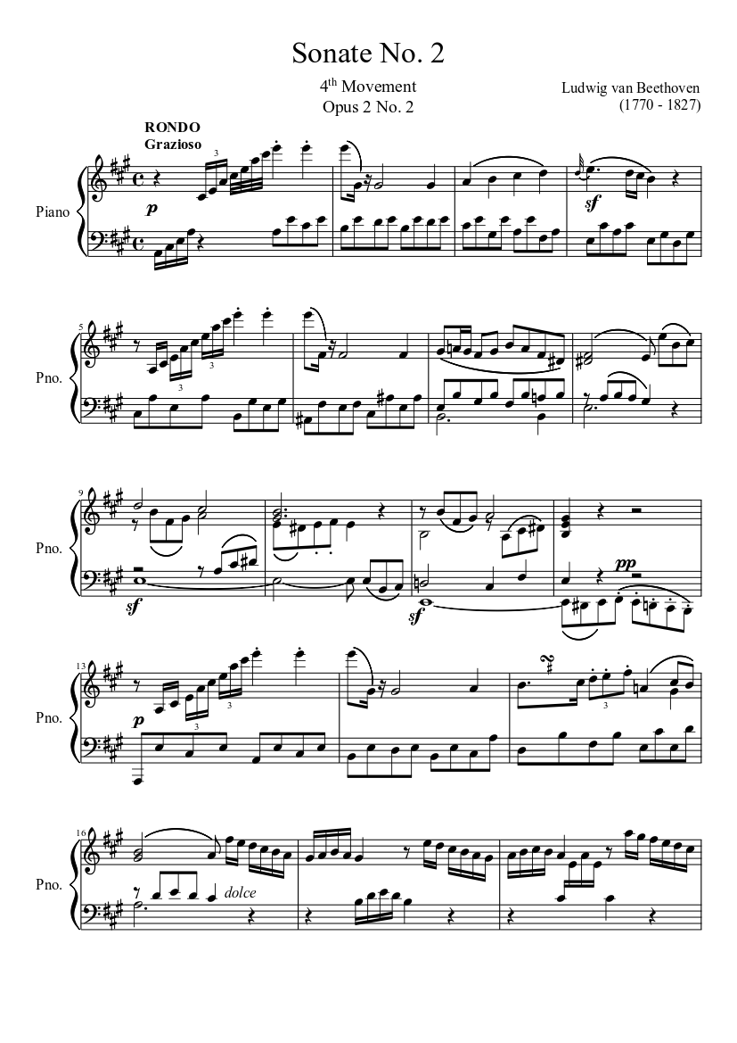 Sonate No. 2, 4th Movement Sheet Music for Piano (Solo
