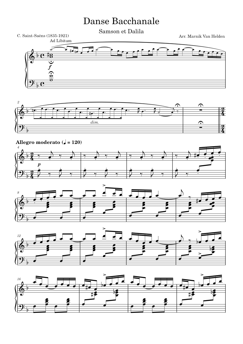 Danse Bacchanale - Piano Solo Sheet Music for Piano (Solo
