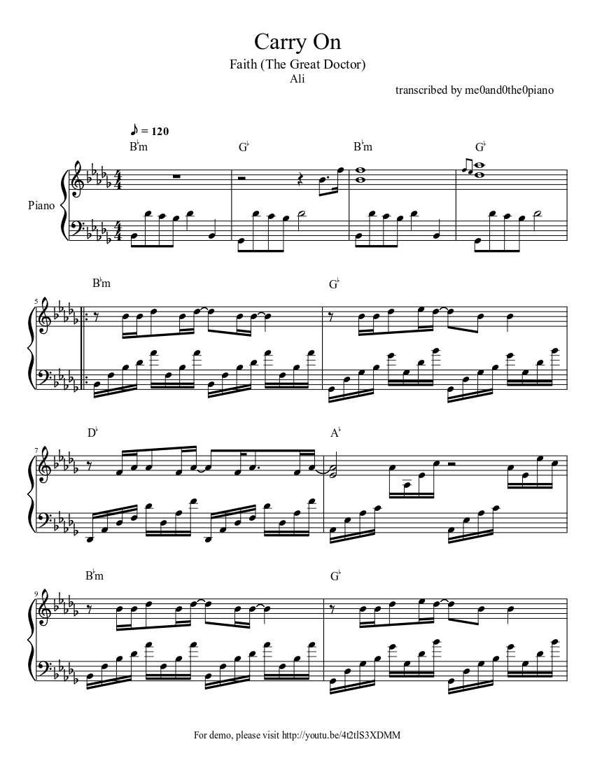 Carry On Sheet music for Piano (Solo) | Musescore.com